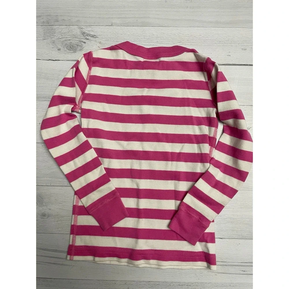 Hanna‎ Andersson pink striped long John pajama top 100/4